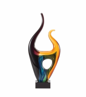 13-1/2 INCH HAND BLOWN ART GLASS SCULPTURE SWIRL PATTERN AWARD