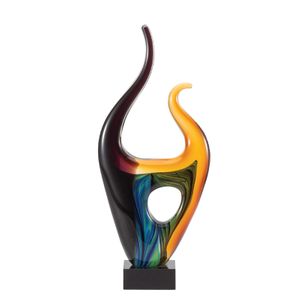 13-1/2 INCH HAND BLOWN ART GLASS SCULPTURE SWIRL PATTERN AWARD