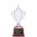 13-1/2 INCH LEAD CRYSTAL TROPHY CUP MOUNTED ON ROSEWOOD BASE