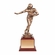 13 -1/2 INCH PAINTED ANTIQUE BRONZE FOOTBALL FIGURE TROPHY WITH ROSEWOOD BASE AND COPPER PLATE