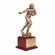 13 -1/2 INCH PAINTED ANTIQUE BRONZE FOOTBALL FIGURE TROPHY WITH ROSEWOOD BASE AND COPPER PLATE