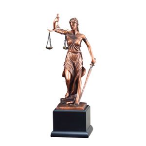 13-1/2" LADY OF JUSTICE ELECTROPLATED ANTIQUE BRONZE FINISH ON BLACK BASE
