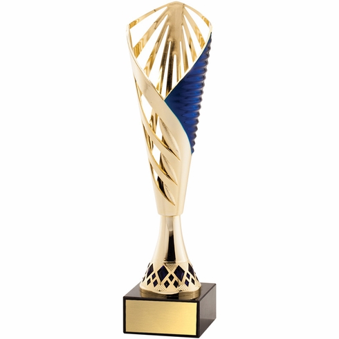 13-1/4 INCH BLUE AND GOLD MODERN STYLE EUROPEAN TROPHY CUP