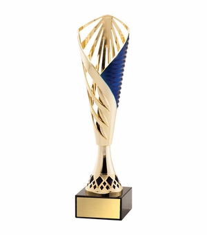 13-1/4 INCH BLUE AND GOLD MODERN STYLE EUROPEAN TROPHY CUP