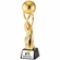 13-1/4 x 3-1/2 INCH METALLIC GOLD RESIN SPIRAL WORLD TROPHY ON BLACK CRYSTAL BASE