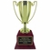 13-3/4 INCH HEIGHT BRIGHT GOLD METAL CUP TROPHY ON ROSEWOOD PIANO FINISH BASE