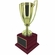 13-3/4 INCH HEIGHT BRIGHT GOLD METAL CUP TROPHY ON ROSEWOOD PIANO FINISH BASE