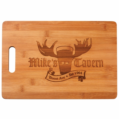 13-3/4 X 9-1/2 INCH GENUINE BAMBOO WITH INSET HANDLE CUTTING BOARD