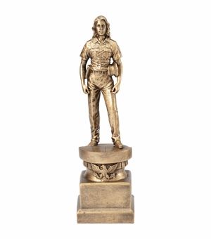 13 INCH ANTIQUE GOLD FEMALE POLICE OFFICER RESIN TROPHY