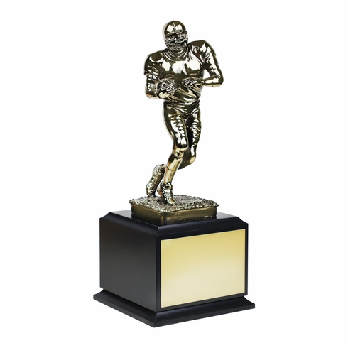 13 INCH ELECTROPLATED BRASS FOOTBALL FIGURE TROPHY