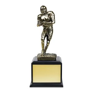 13 INCH ELECTROPLATED BRASS FOOTBALL FIGURE TROPHY