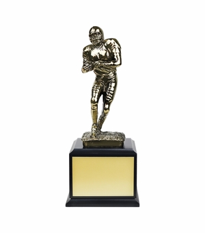 13 INCH ELECTROPLATED BRASS FOOTBALL FIGURE TROPHY