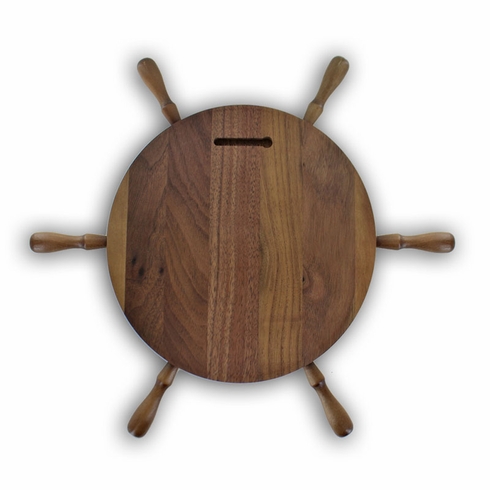 13 INCH GENUINE WALNUT COAST GUARD WHEEL SHIP PLAQUE