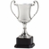 13 INCH NICKEL PLATED SILVER TROPHY CUP DIE CAST ZINC POLISH  BLACK WOOD BASE