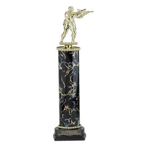 14-1/2, 15-1/2, 16-1/2 INCH ONE MARBLEIZED COLUMN TROPHY TAKES FIGURE