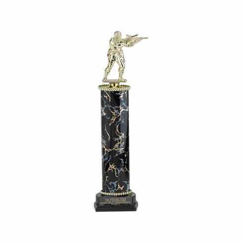 14-1/2, 15-1/2, 16-1/2 INCH ONE MARBLEIZED COLUMN TROPHY TAKES FIGURE
