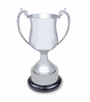 14-1/2 INCH HEIGHT BRIGHT POLISHED NICKEL PLATED TROPHY CUP