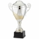 14-1/2 INCH ITALIAN TWO-TONE SILVER AND GOLD TROPHY CUP ON BLACK BASE