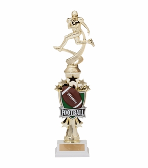 14 INCH FOOTBALL ALL STAR SPORT MOTION TROPHY ON A BLACK BASE