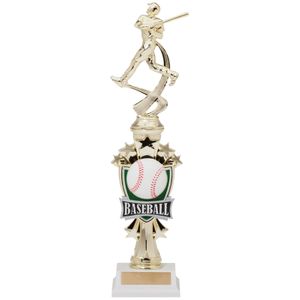 14 INCH MALE BASEBALL ALL STAR SPORT MOTION TROPHY ON A BLACK BASE