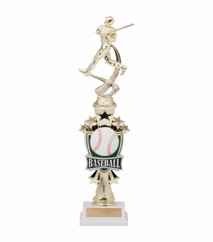 14 INCH MALE BASEBALL ALL STAR SPORT MOTION TROPHY ON A BLACK BASE