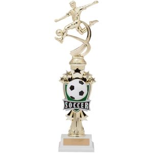 14 INCH MALE SOCCER ALL STAR SPORT MOTION TROPHY ON A BLACK BASE