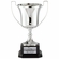 14 INCH POLISHED SILVER ITALIAN TROPHY CUP ON EBONY FINISH WOOD BASE