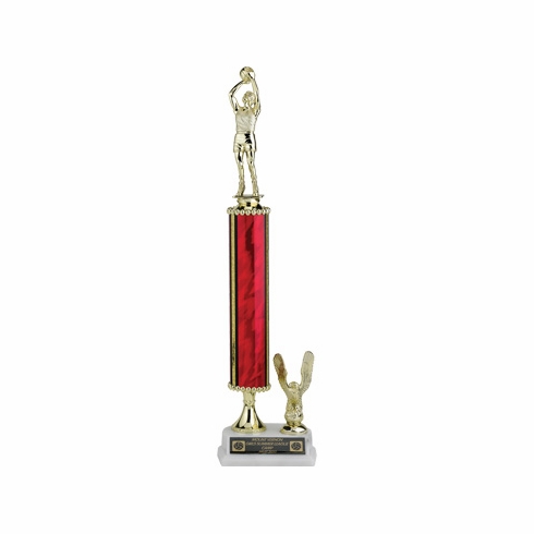 15-1/2, 16-1/2, 17-1/2 INCH SPLASH ONE COLUMN TROPHY WITH EAGLE TRIM AND TAKES FIGURE