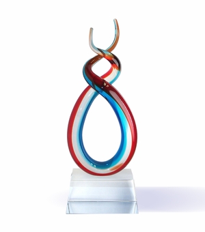 15-1/2 INCH BLOWN GLASS COLORS SUSPENDED IN CLEAR GLASS AWARD 