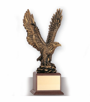15-1/2 INCH EAGLE TROPHY,  BRASS ELECTROPLATED