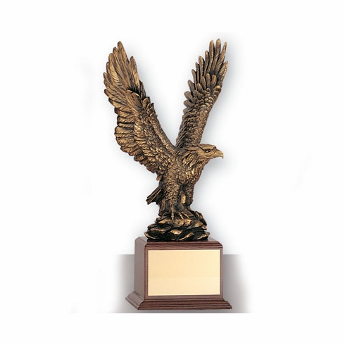 15-1/2 INCH EAGLE TROPHY,  BRASS ELECTROPLATED