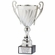 15-3/4 INCH HEIGHT SWIRL SILVER METAL TROPHY CUP ON A BLACK MARBLE BASE