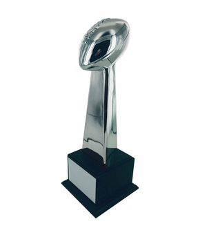 15-7/8 INCH HEIGHT BRIGHT SILVER BALL FANTASY FOOTBALL TROPHY