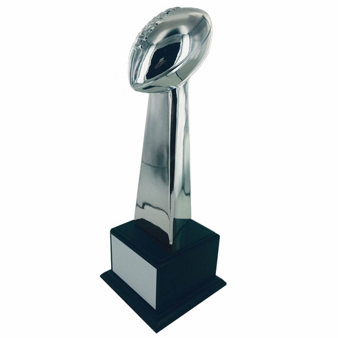15-7/8 INCH HEIGHT BRIGHT SILVER BALL FANTASY FOOTBALL TROPHY