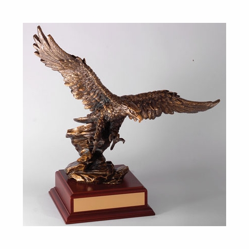 15 INCH EAGLE TROPHY, BRASS ELECTROPLATED