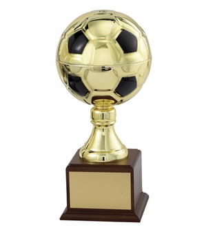 15 INCH GOLD SOCCER BALL TROPHY WITH 7 INCH DIAMETER BALL