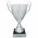 15 INCH ITALIAN SILVER TROPHY CUP SWIRL PATTERN ON BLACK MARBLE BASE