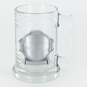 15 OUNCE GLASS TANKARD WITH PEWTER CASTING