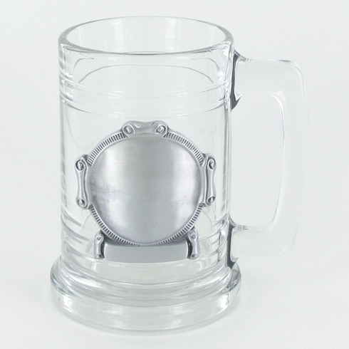 15 OUNCE GLASS TANKARD WITH PEWTER CASTING