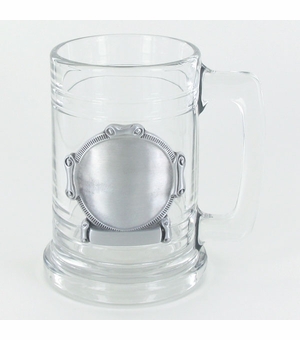 15 OUNCE GLASS TANKARD WITH PEWTER CASTING