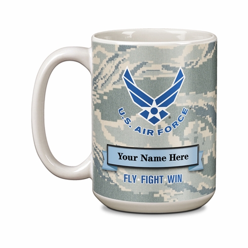 15 OUNCE U.S. AIR FORCE NAME & RANK PERSONALIZATION WHITE CERAMIC MUG