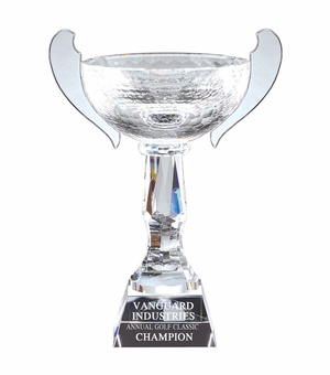 15 x 10-1/2 INCH DIAMOND CUT OPTICAL CRYSTAL ELEGANT TROPHY CUP