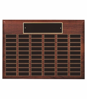 15 x 21 INCH GENUINE WALNUT FINISH PERPETUAL PLAQUE WITH BLACK AND GOLD HEADER PLATE-60 NAME PLATES