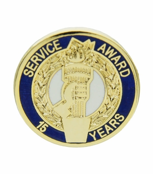 3/4 Inch in Diameter 15 Year Service Award Pin without Crystal