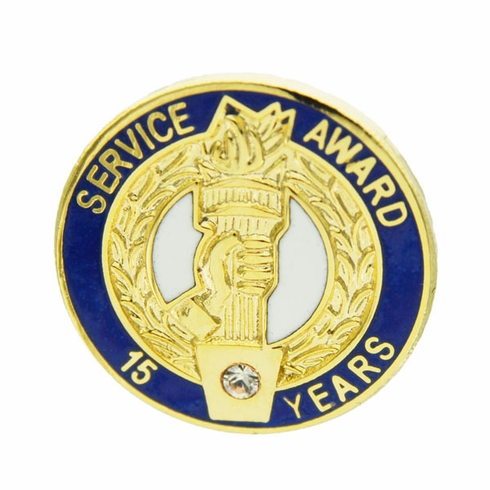15 YEARS OF SERVICE AWARD PIN WITH SWAROVSKI CRYSTAL