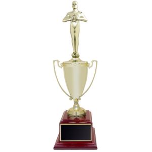 16-1/2 INCH METAL LOVING CUP TROPHY BRIGHT GOLD OSCAR FIGURE