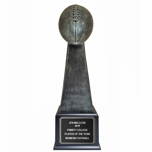 16-1/4 INCH ANTIQUE SILVER FANTASY FOOTBALL TROPHY 