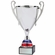 16-1/4 SILVER LOVING METAL TROPHY CUP WITH RED AND BLUE STEM