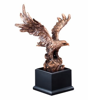 16 INCH BRONZE ELECTROPLATED AMERICAN EAGLE ON BLACK BASE