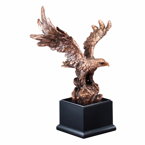 16 INCH BRONZE ELECTROPLATED AMERICAN EAGLE ON BLACK BASE